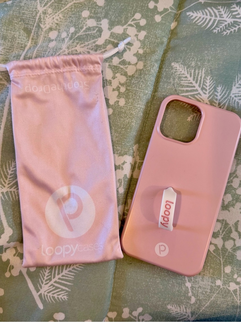 Loopy Case Pink Phone Case with White Loopy Grip and Matching Pouch